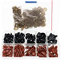 BITEYI Coloridos Plastic Narices de Seguridad DIY Vistoso Craft Narices con Arandelas 130 Piezas 8-16mm para Muñeca…